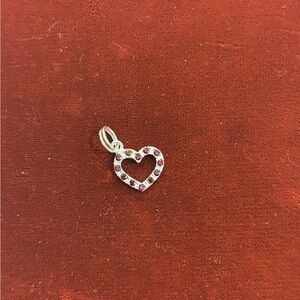 Sterling SILVER HEART Pendant or Bracelet Charm with Sparkling Red Rhinestones